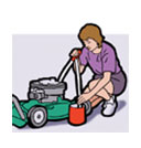 ikon för person med gräsklippare