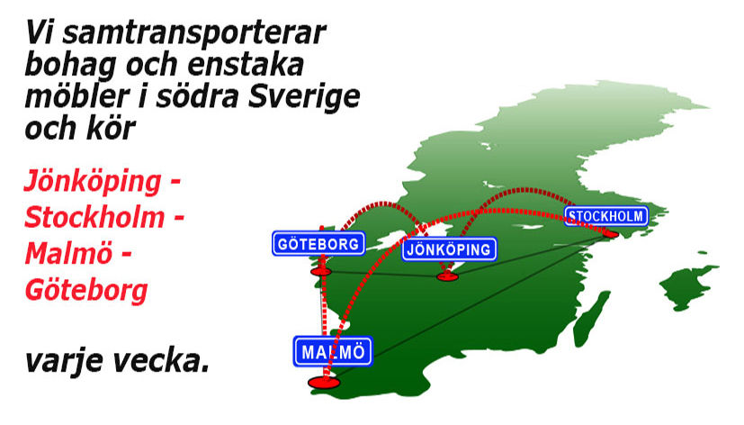 June Express samtransporterar bohag och möbler mellan Jönköping, Stockholm, Göteborg och Malmö